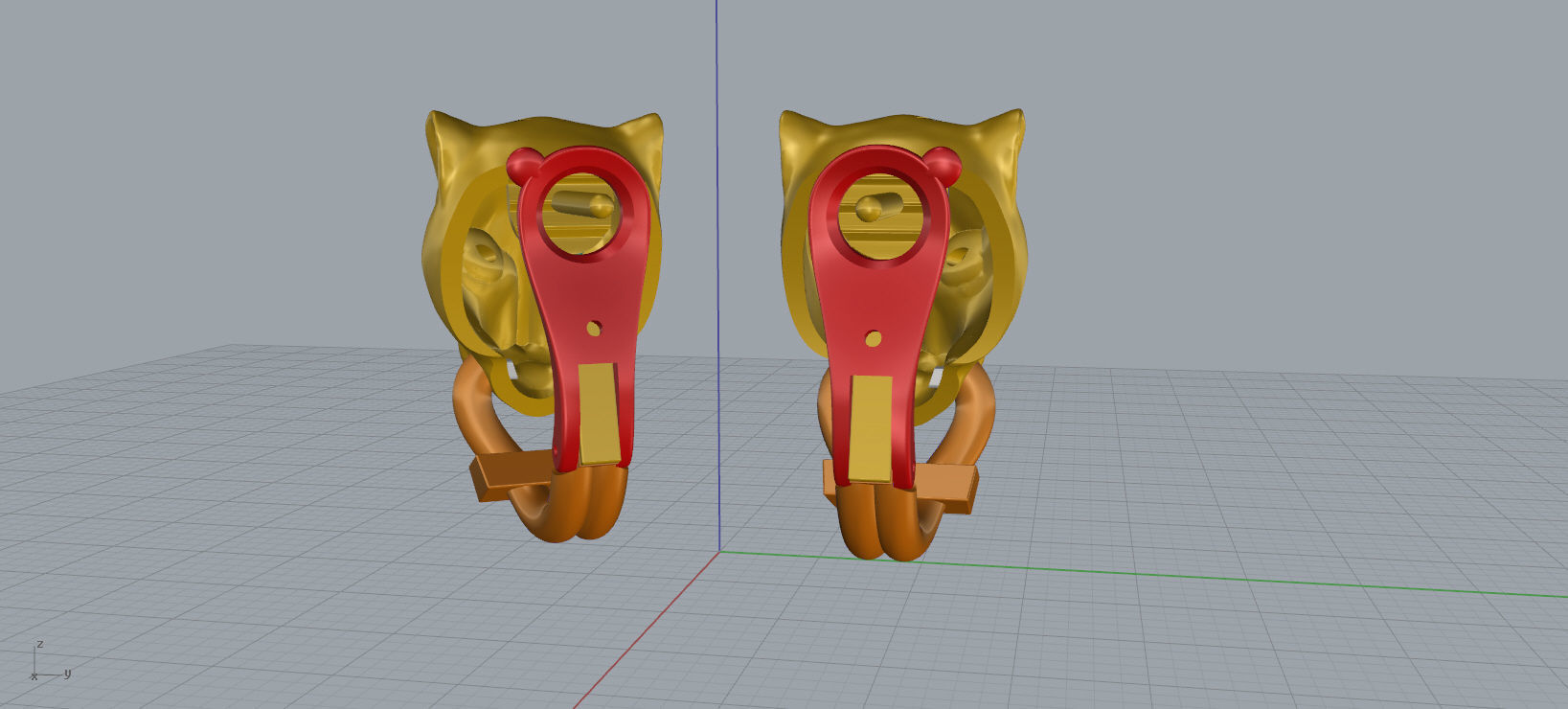 Panther Earrings 3d print model C45 3D print model_14