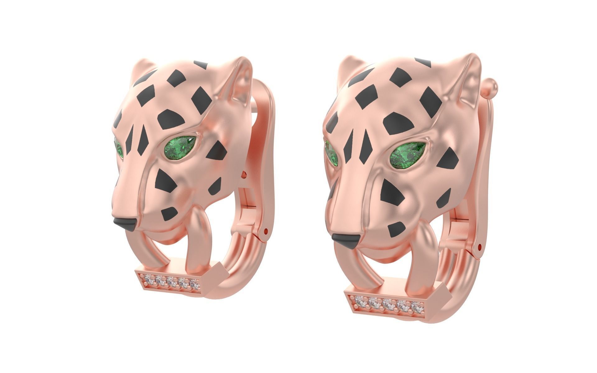 Panther Earrings 3d print model C45 3D print model_8