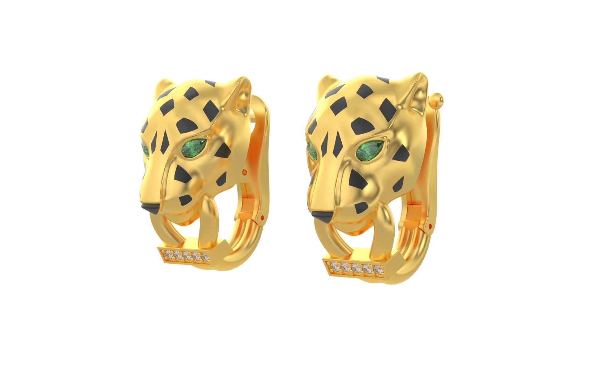 Panther Earrings 3d print model C45 3D print model_2