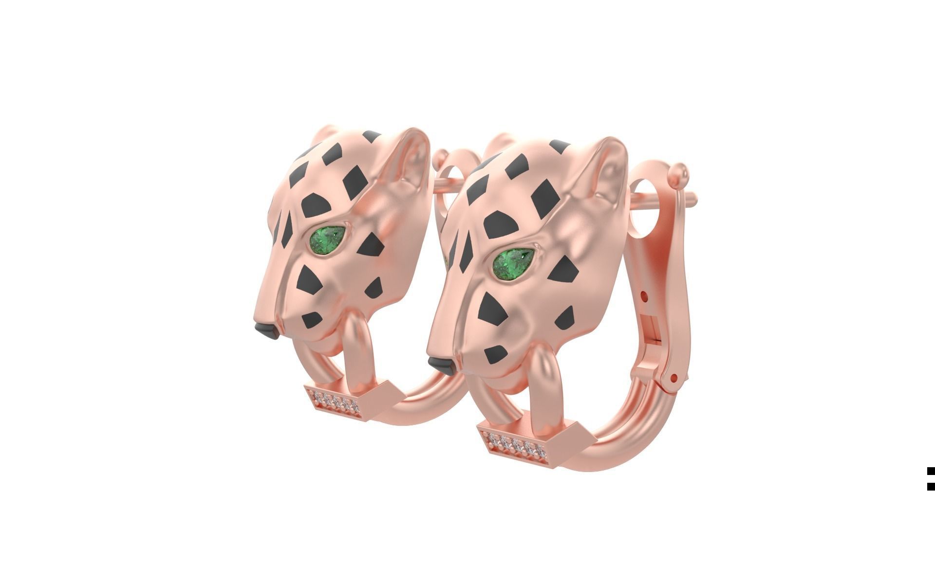 Panther Earrings 3d print model C45 3D print model_9