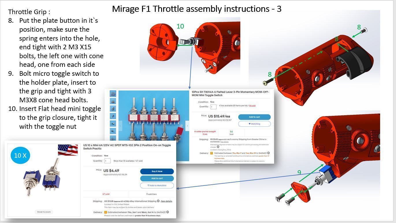 Mirage F1 Throttle assembly for simulation 3D print model_9