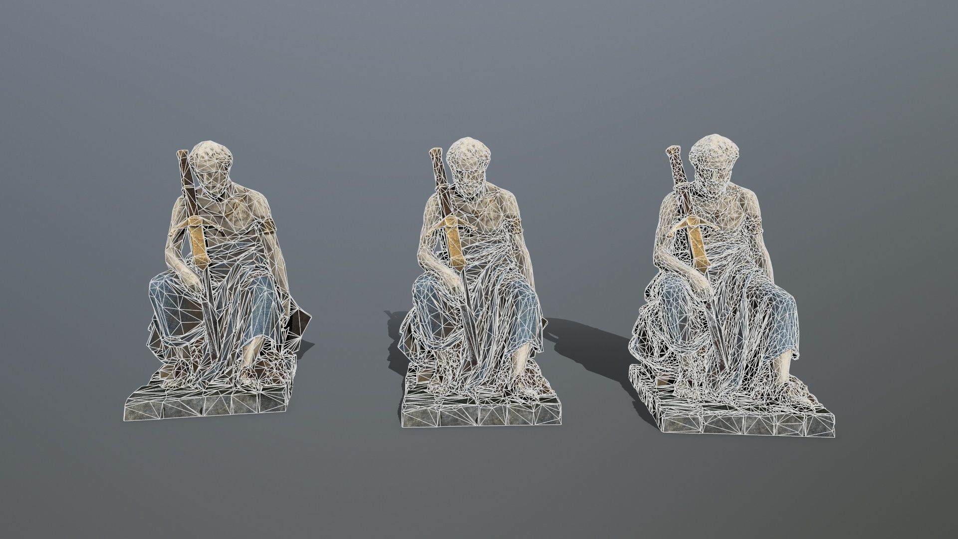 man statue Low-poly 3D model_11