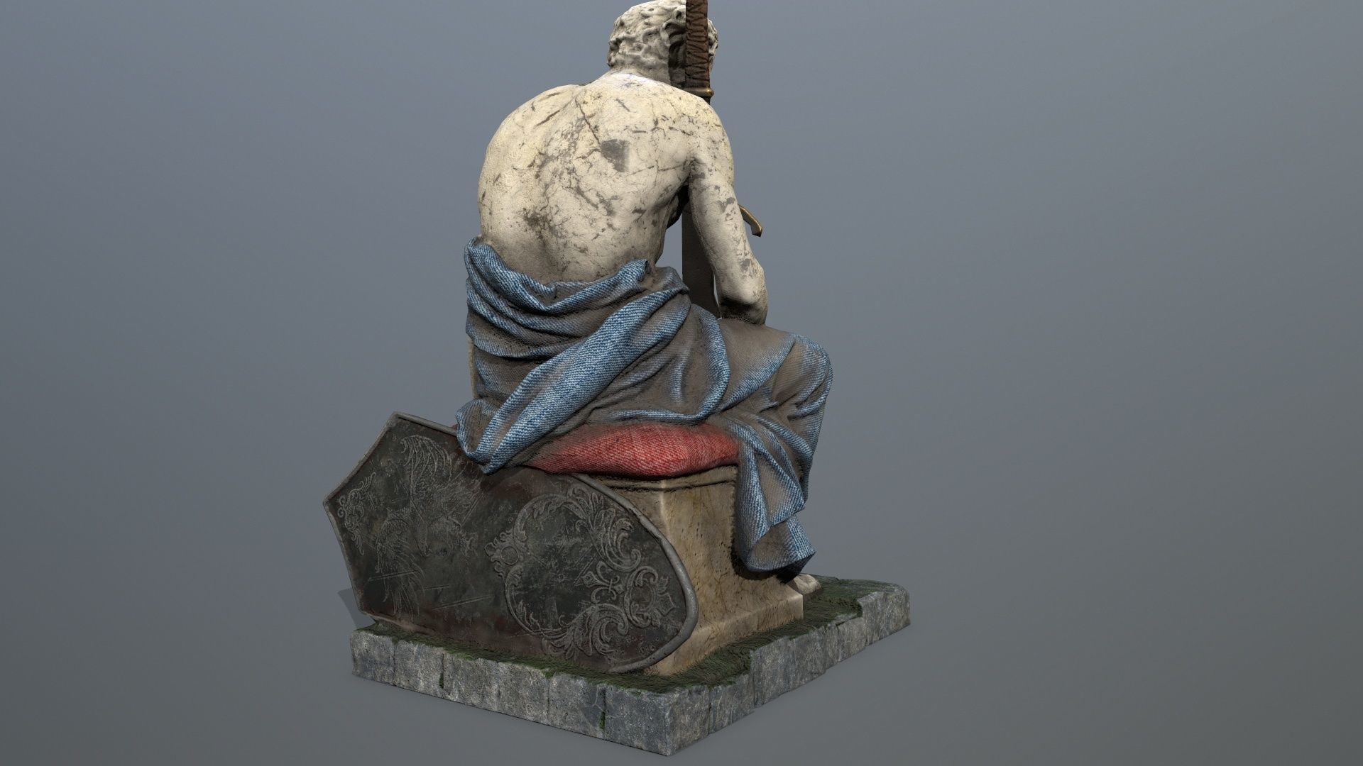 man statue Low-poly 3D model_5