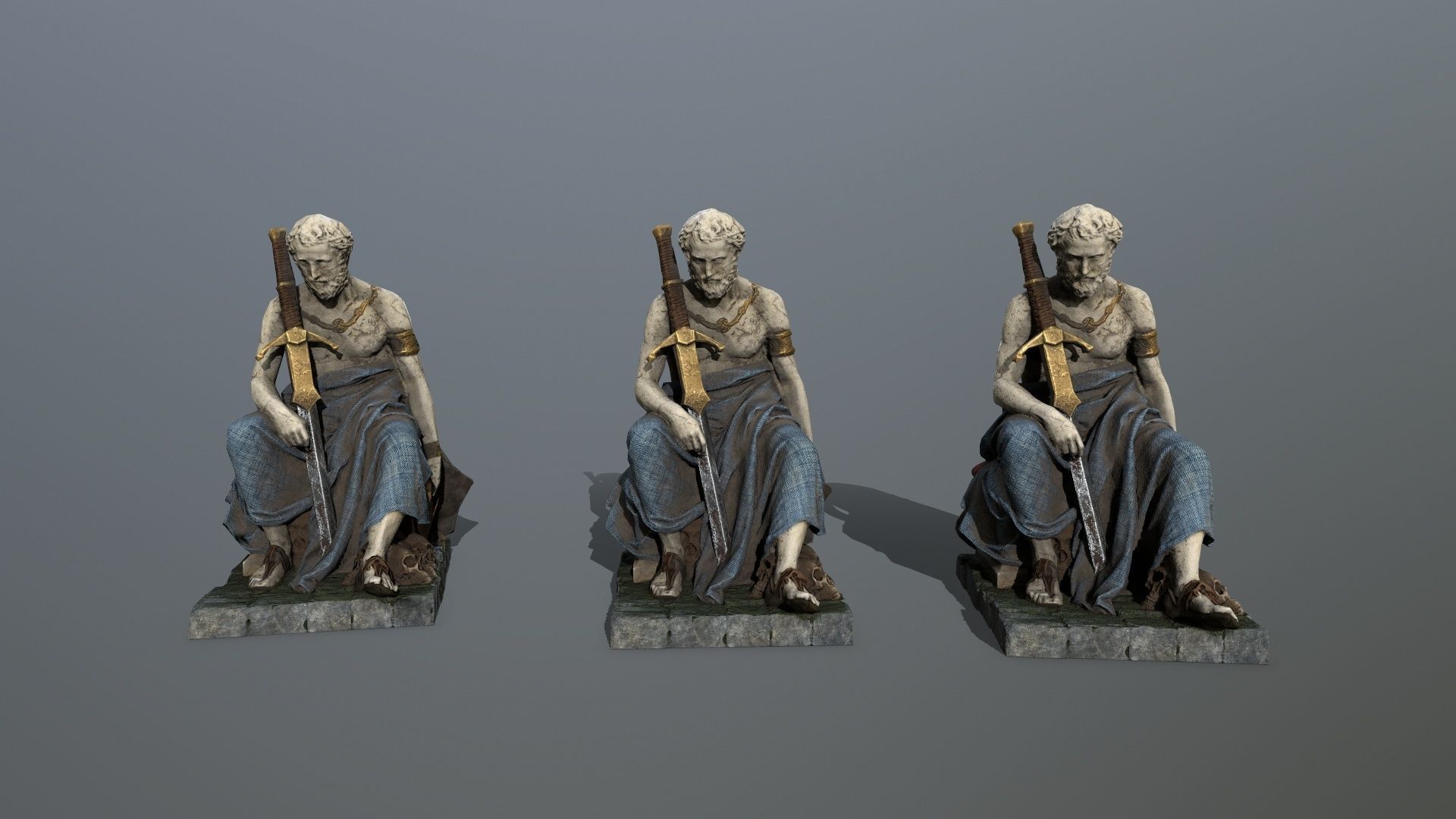 man statue Low-poly 3D model_10