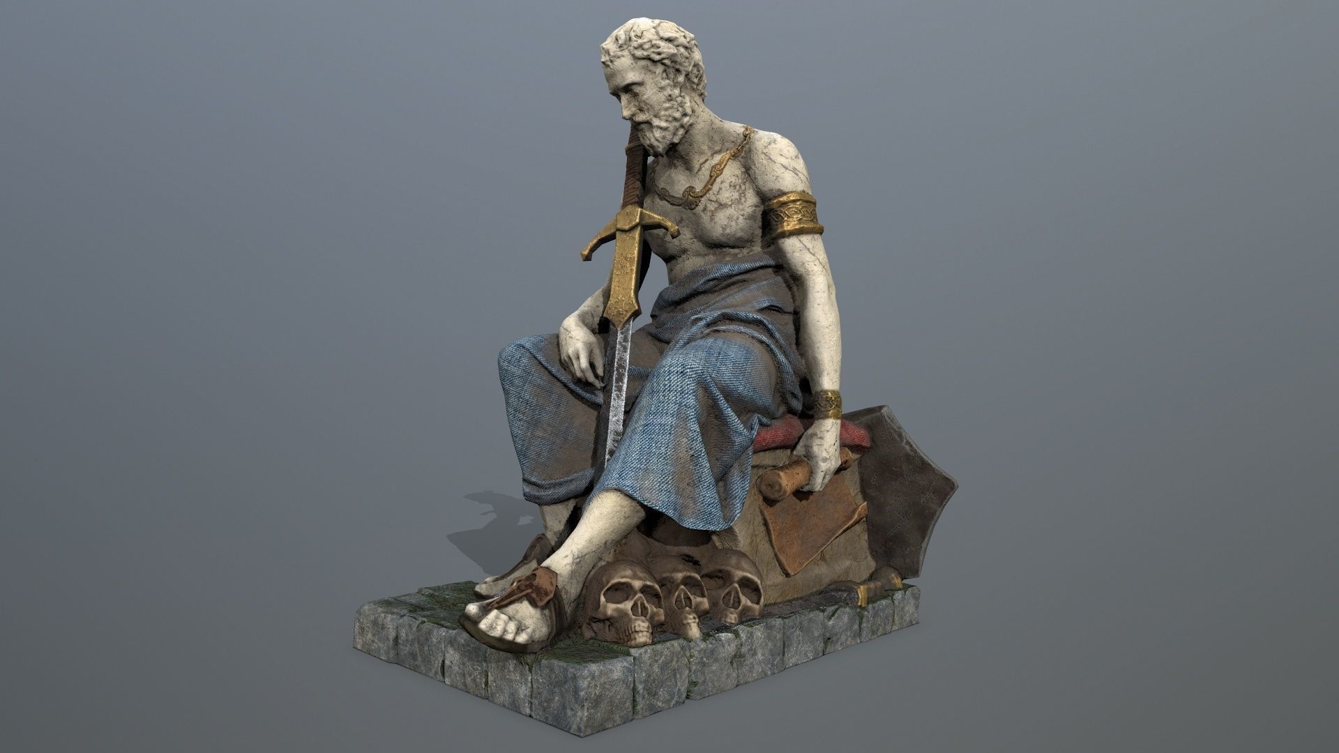 man statue Low-poly 3D model_2