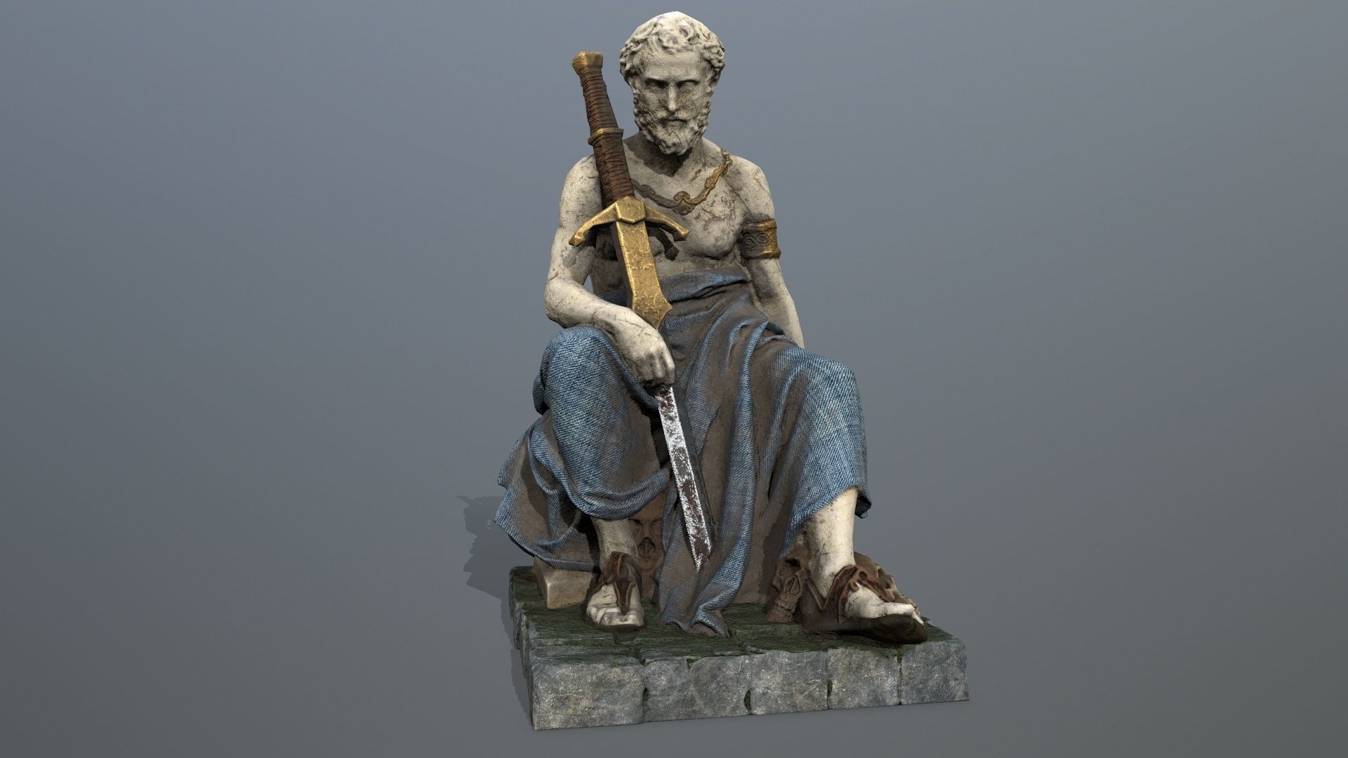 man statue Low-poly 3D model_8