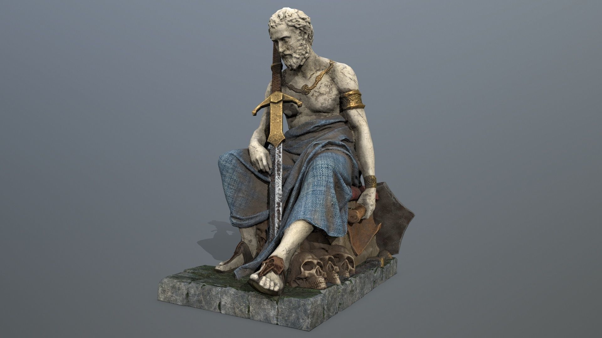 man statue Low-poly 3D model_1