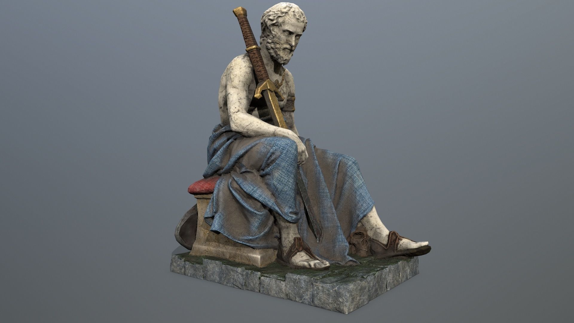 man statue Low-poly 3D model_7