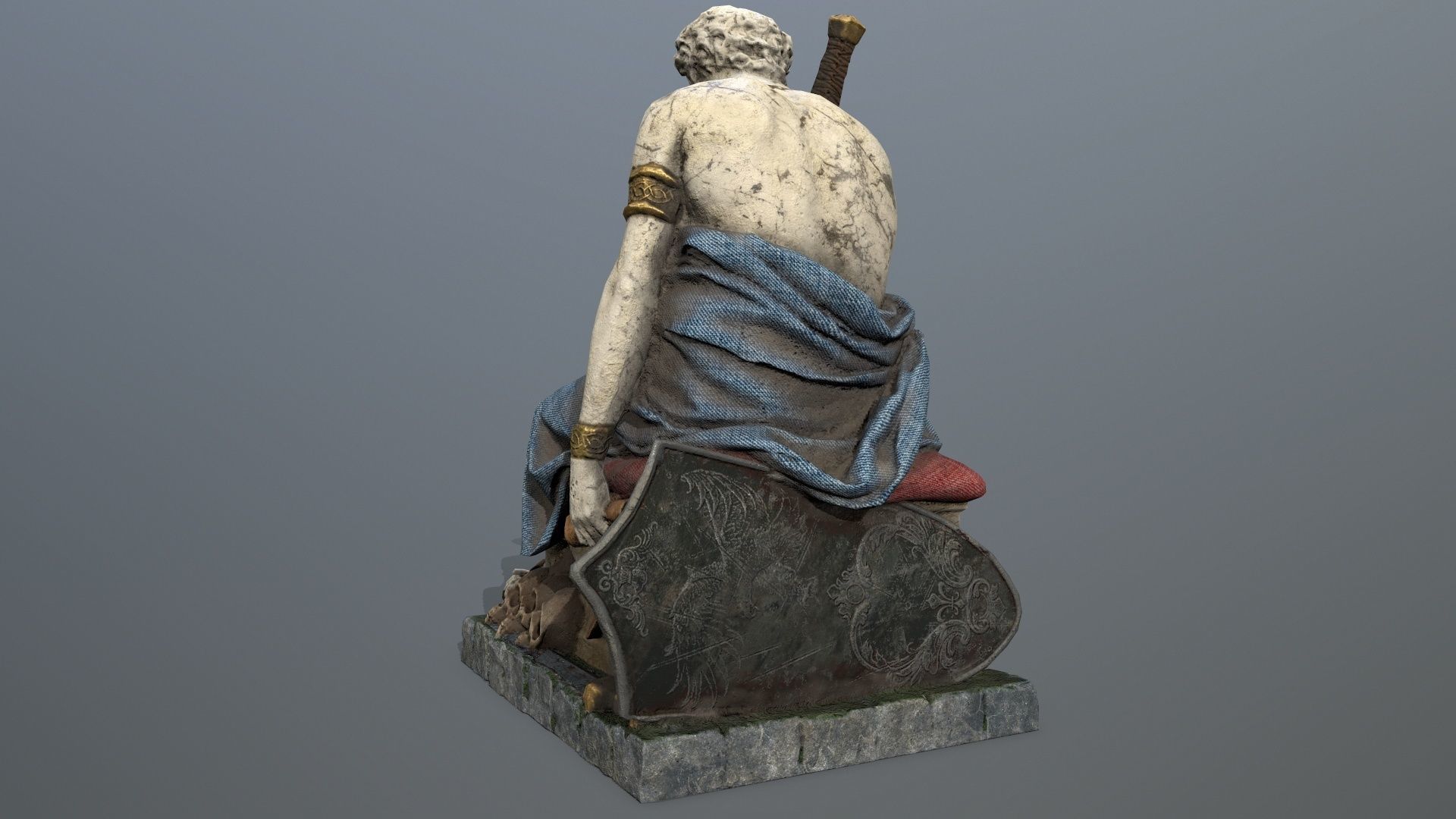 man statue Low-poly 3D model_4