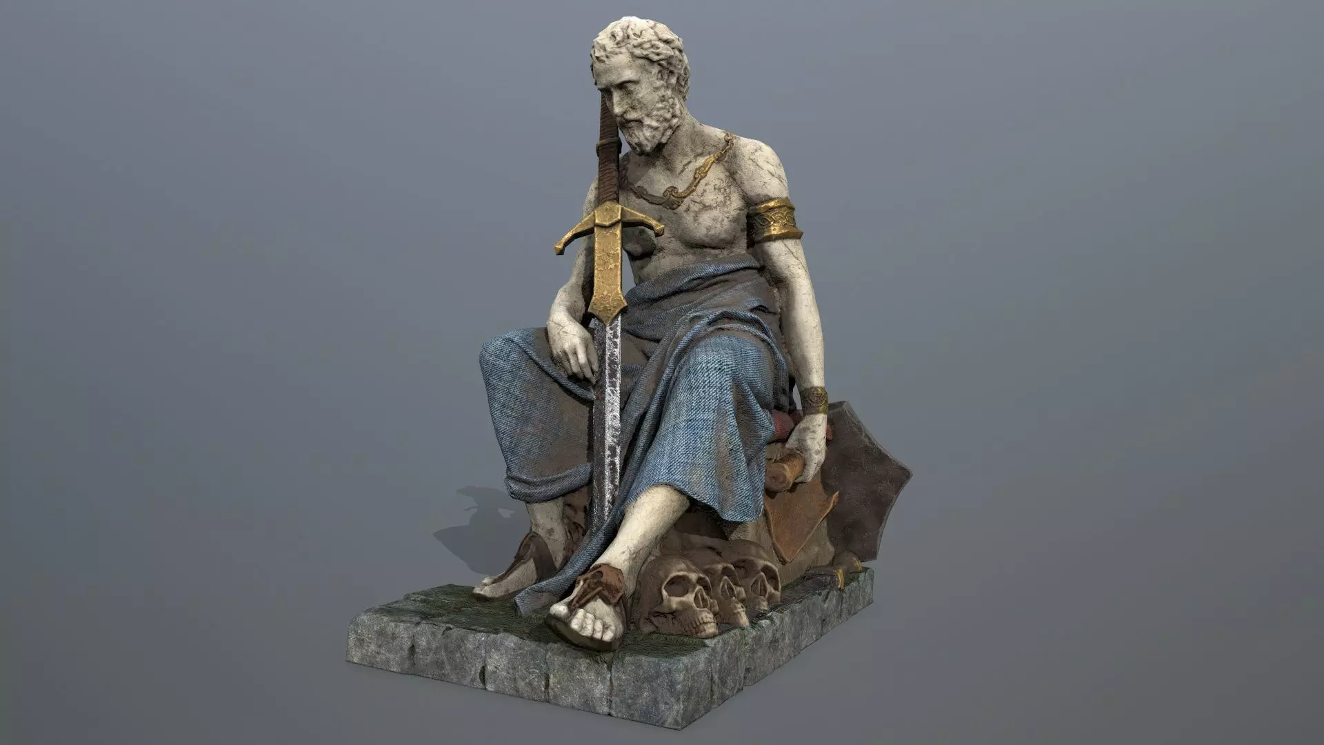 man statue Low-poly 3D model_0