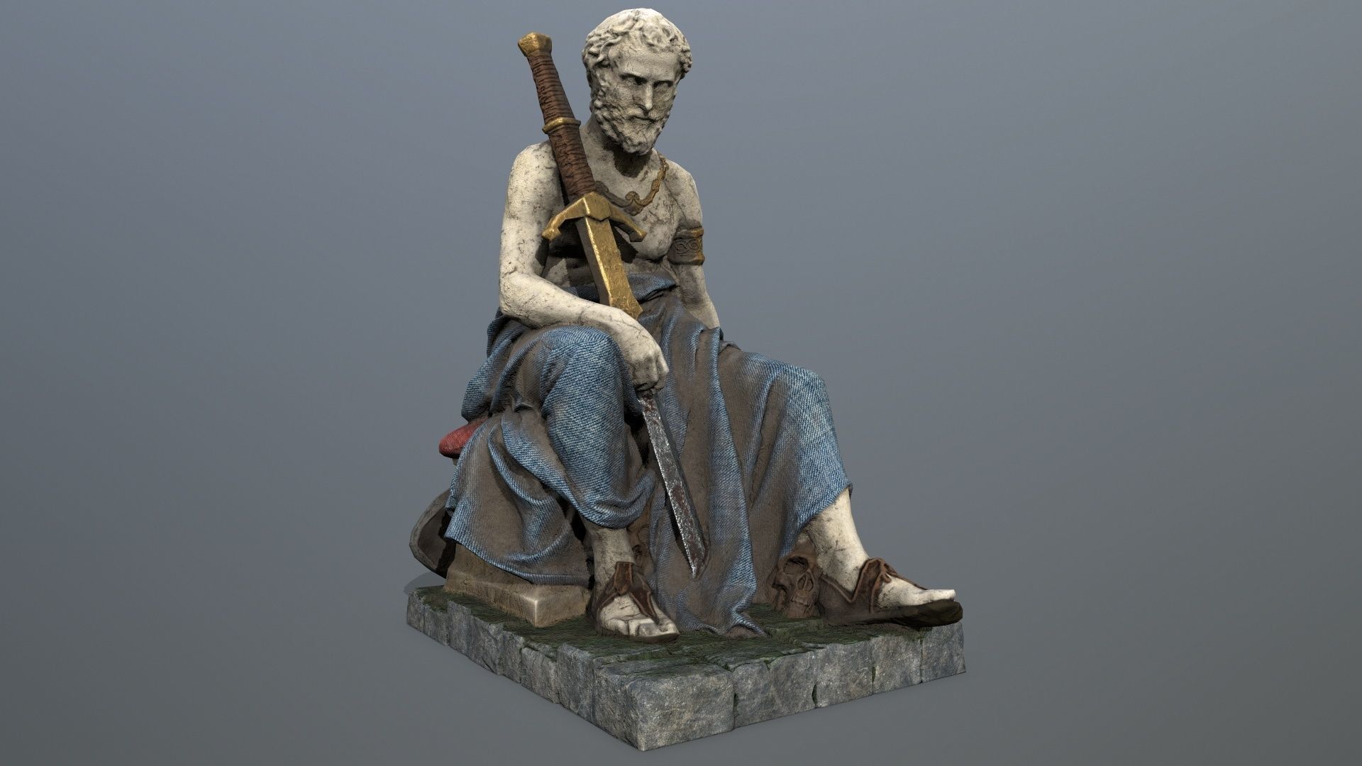 man statue Low-poly 3D model_9