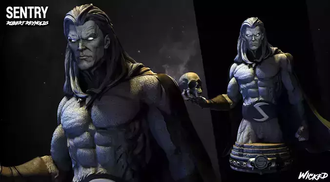 Wicked Marvel The Sentry Bust ready for 3d printing