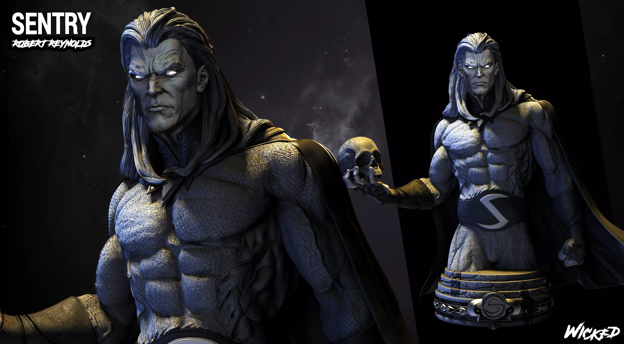 Wicked Marvel The Sentry Bust ready for 3d printing 3D print model