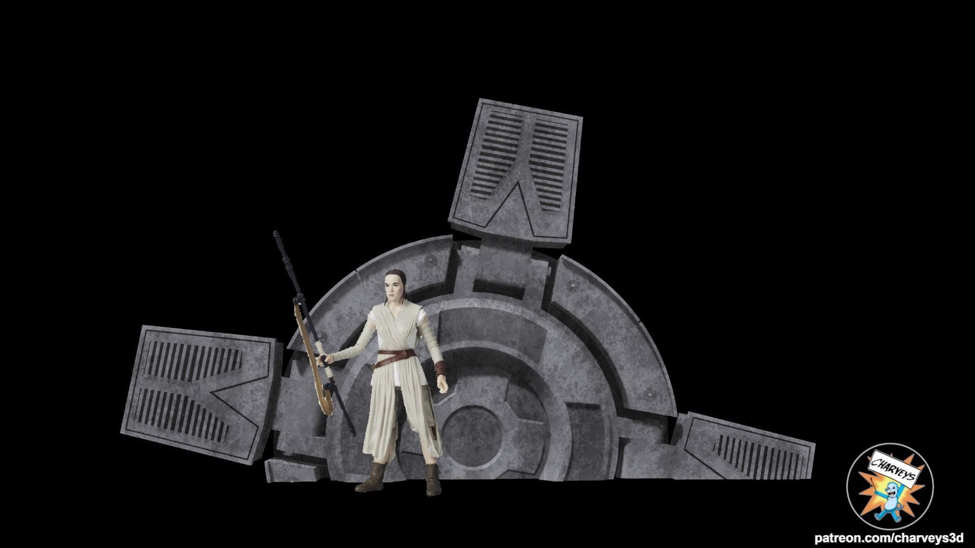 Star Wars AT AT Foot Reys Home Diorama for action figures 3D print model_1