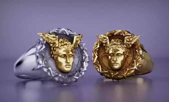 Hermes Signet Ring Separated and Merged 3D PRINT CASTABALE  3D print model
