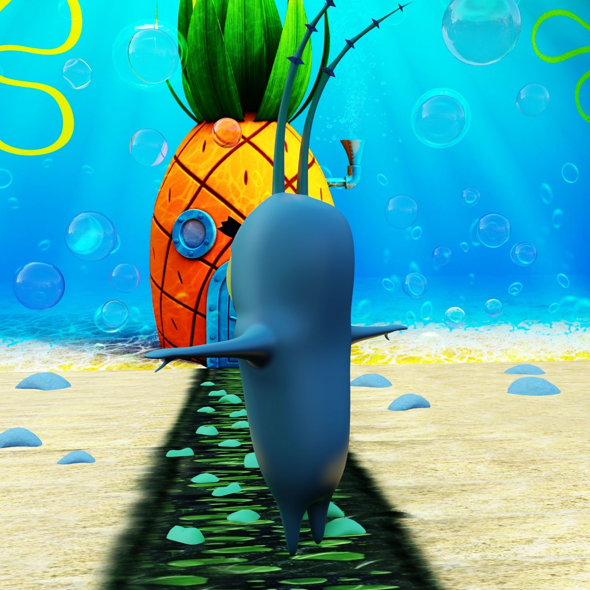 Plankton from Spongebob Squarepants - Rigged PBR Low-poly 3D model_52