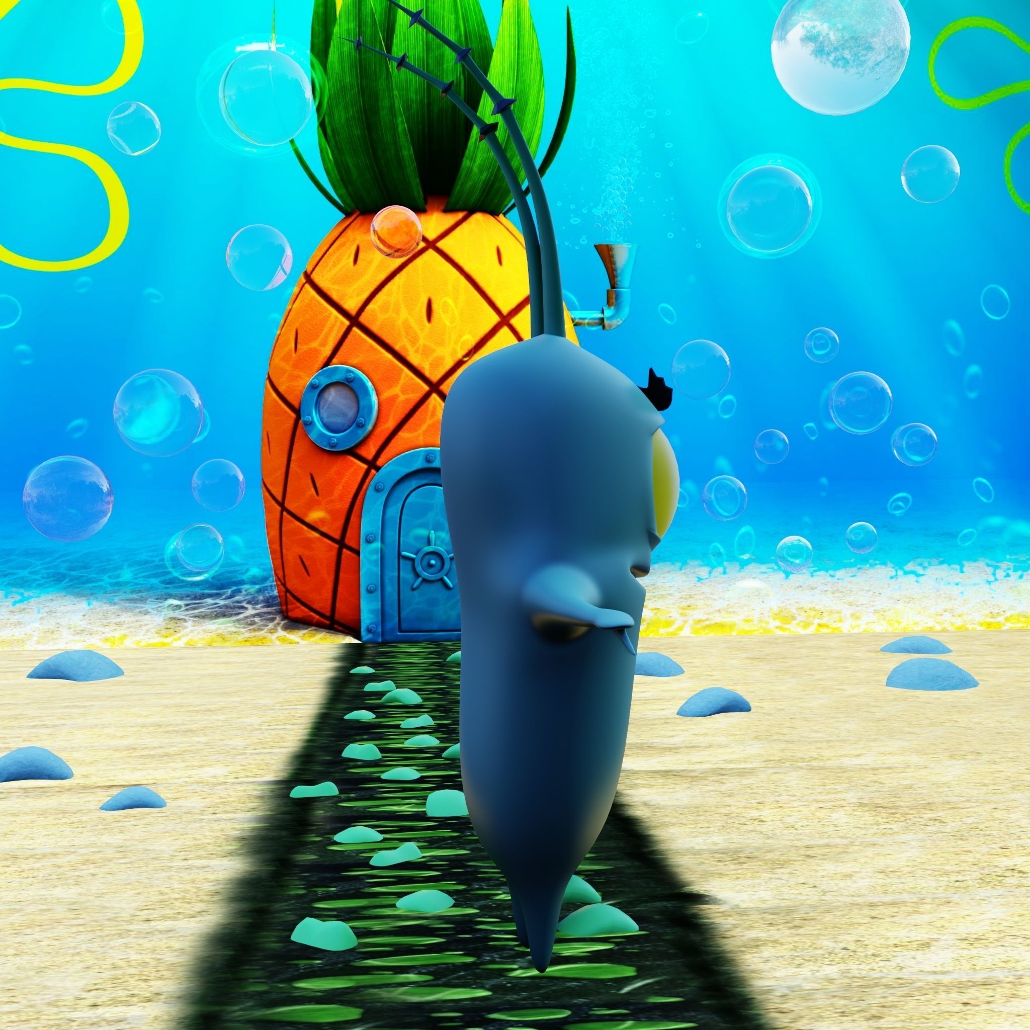 Plankton from Spongebob Squarepants - Rigged PBR Low-poly 3D model_39