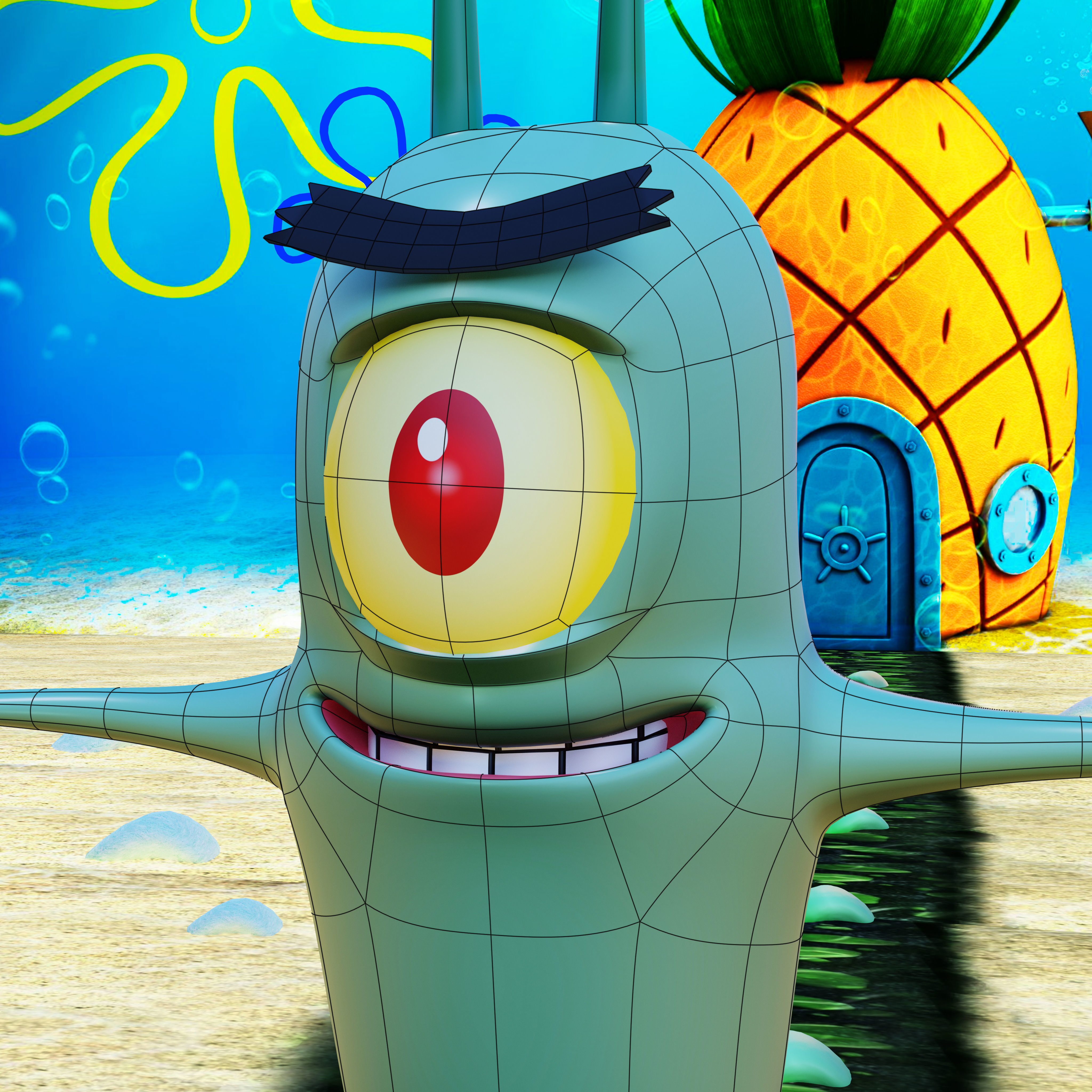 Plankton from Spongebob Squarepants - Rigged PBR Low-poly 3D model_5