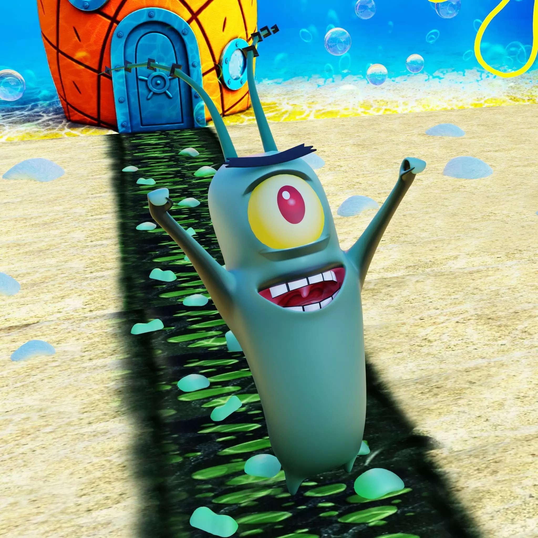 Plankton from Spongebob Squarepants - Rigged PBR Low-poly 3D model_0