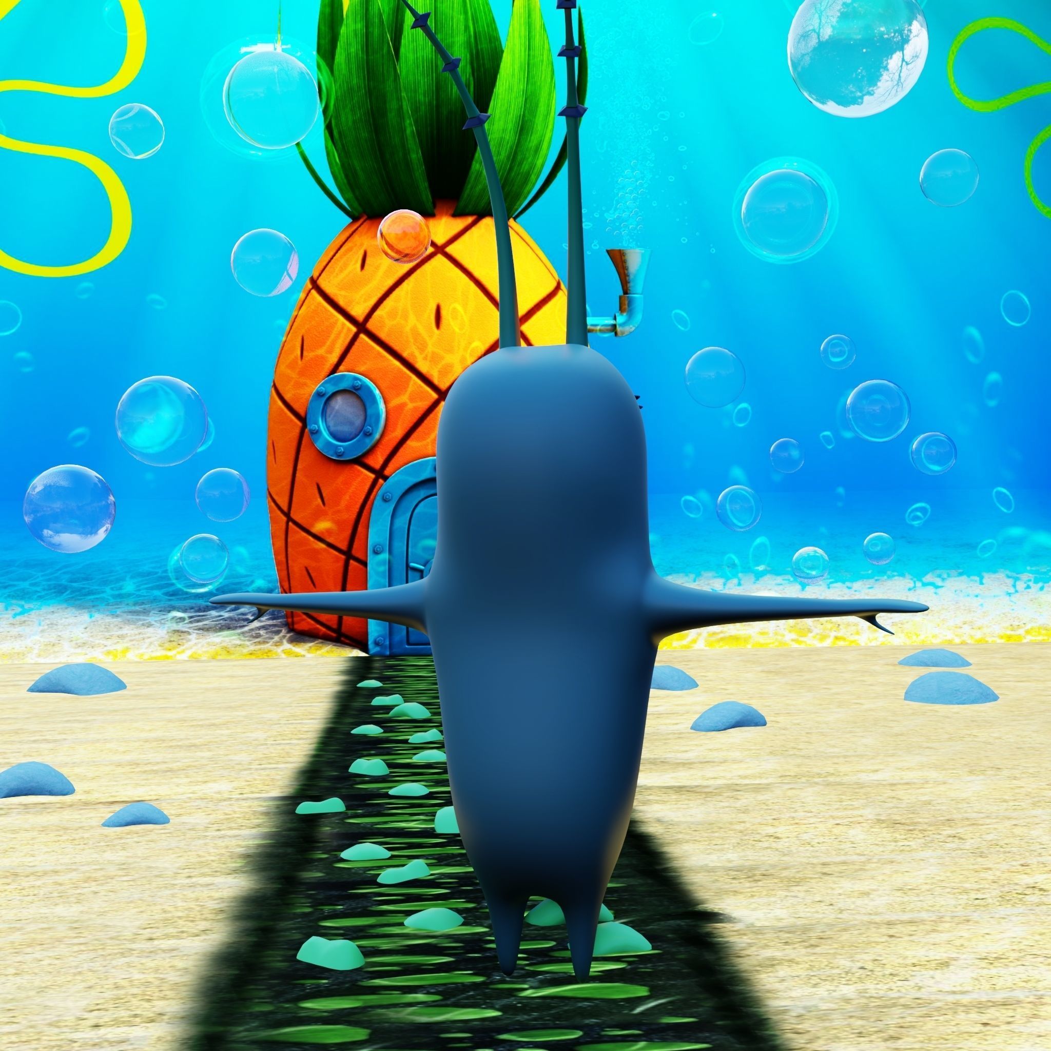 Plankton from Spongebob Squarepants - Rigged PBR Low-poly 3D model_55