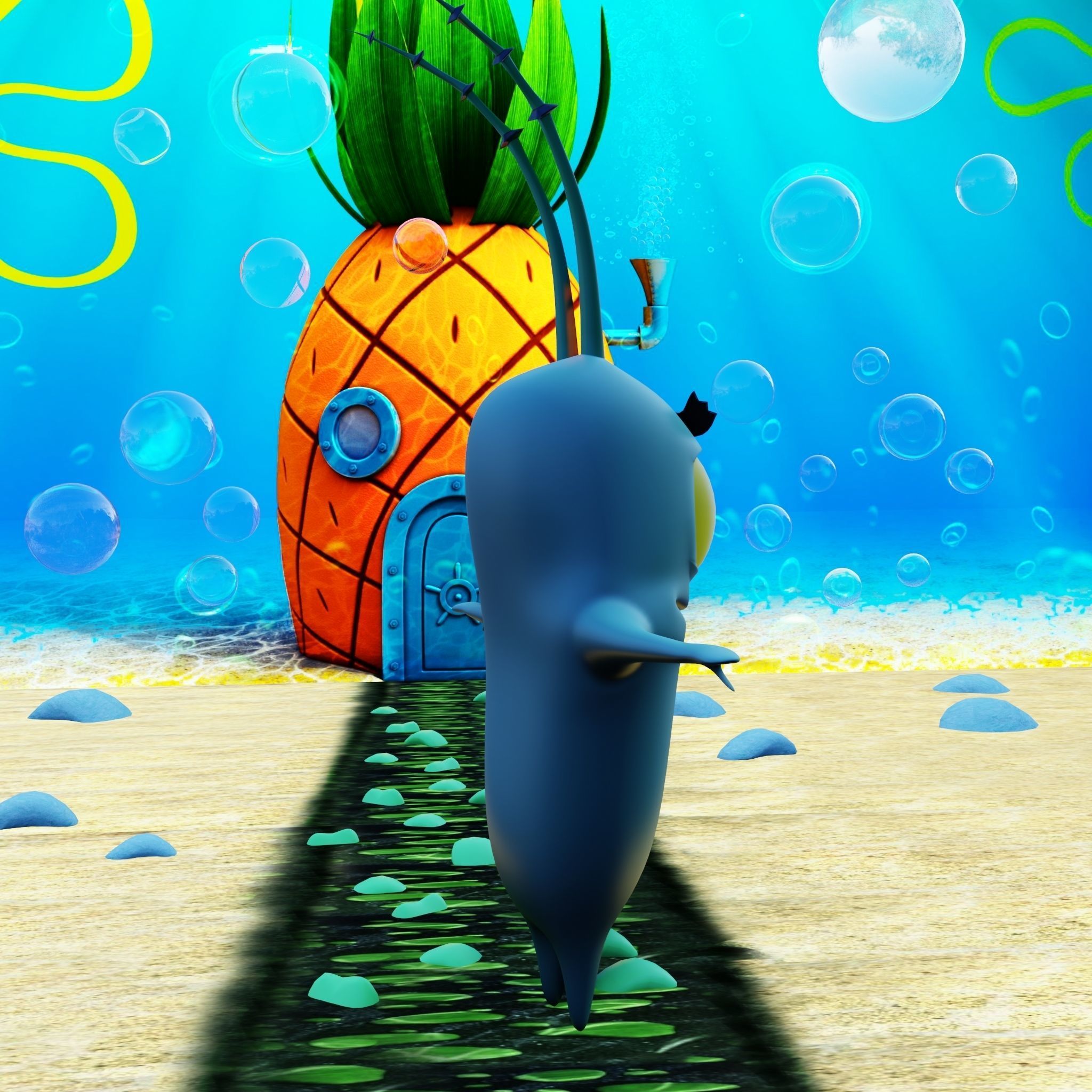 Plankton from Spongebob Squarepants - Rigged PBR Low-poly 3D model_51