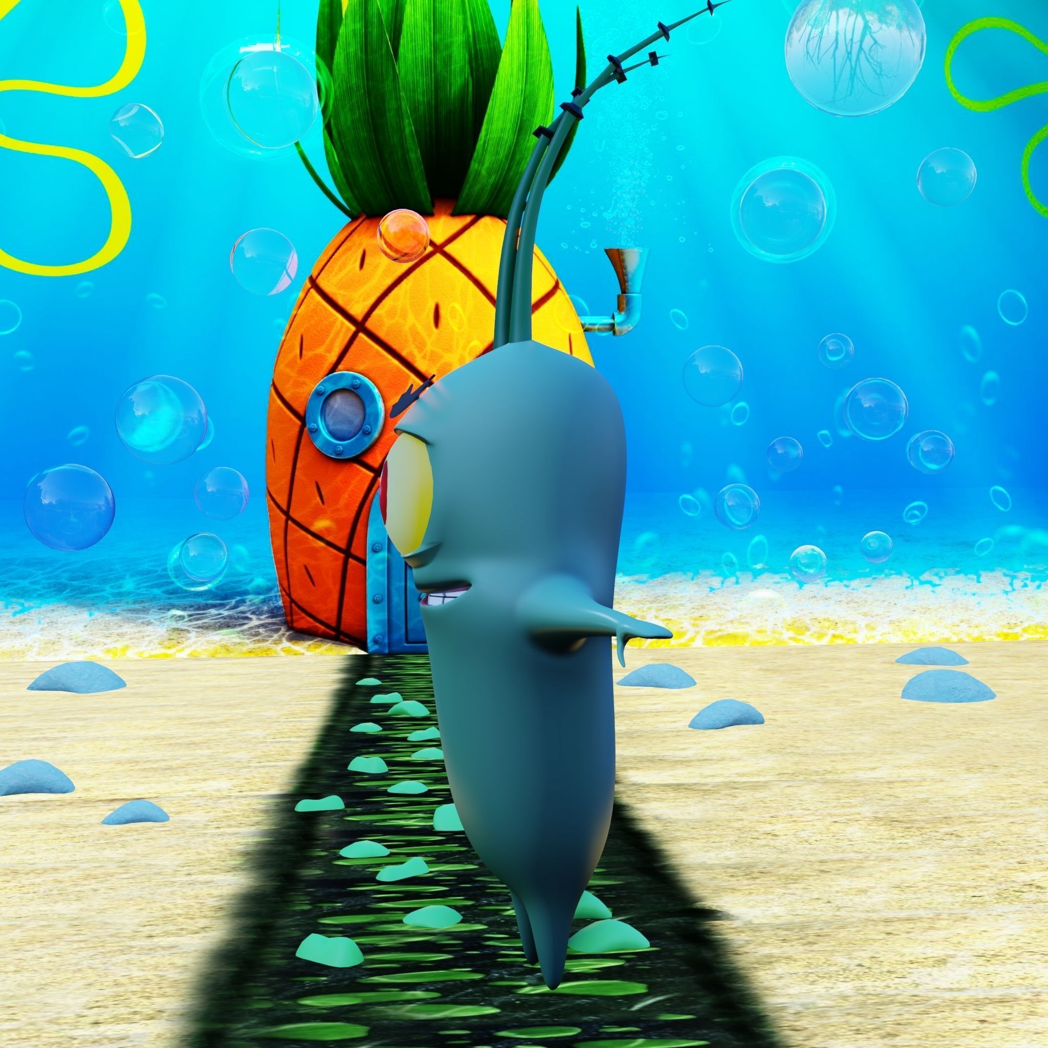 Plankton from Spongebob Squarepants - Rigged PBR Low-poly 3D model_24