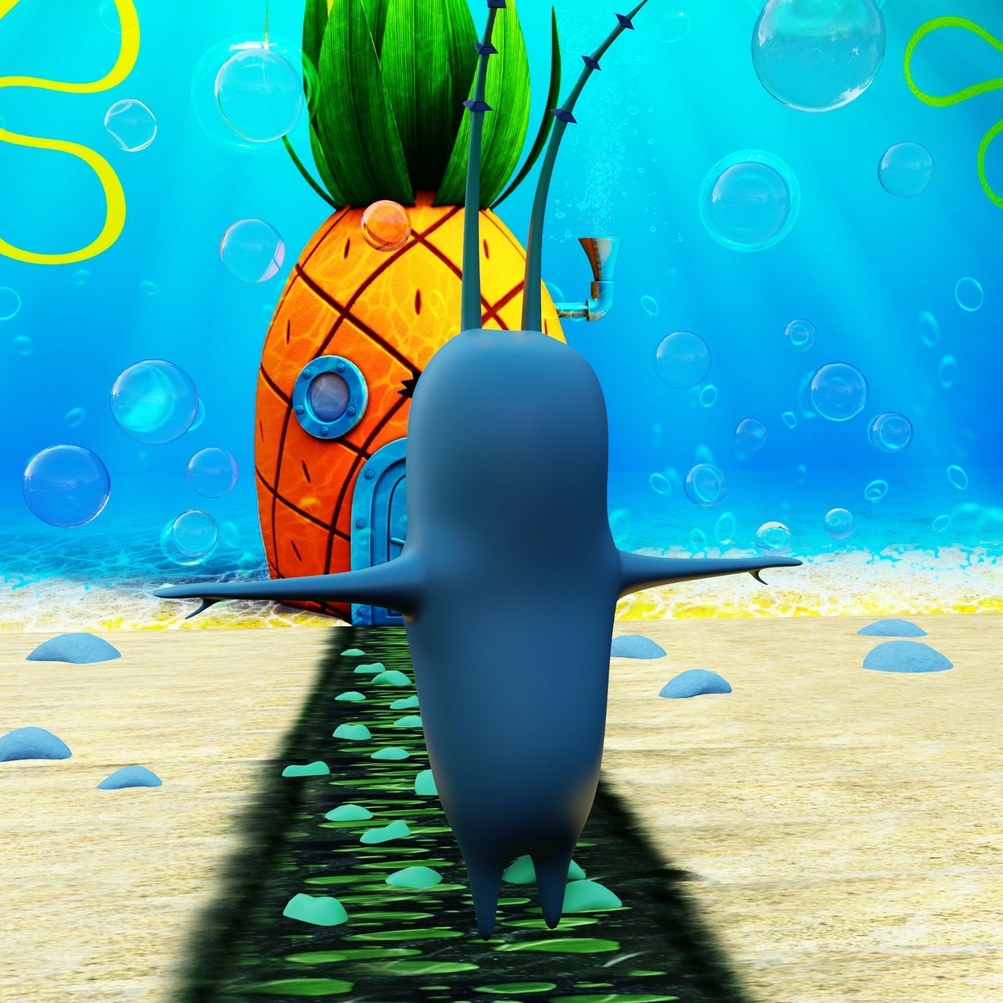 Plankton from Spongebob Squarepants - Rigged PBR Low-poly 3D model_32