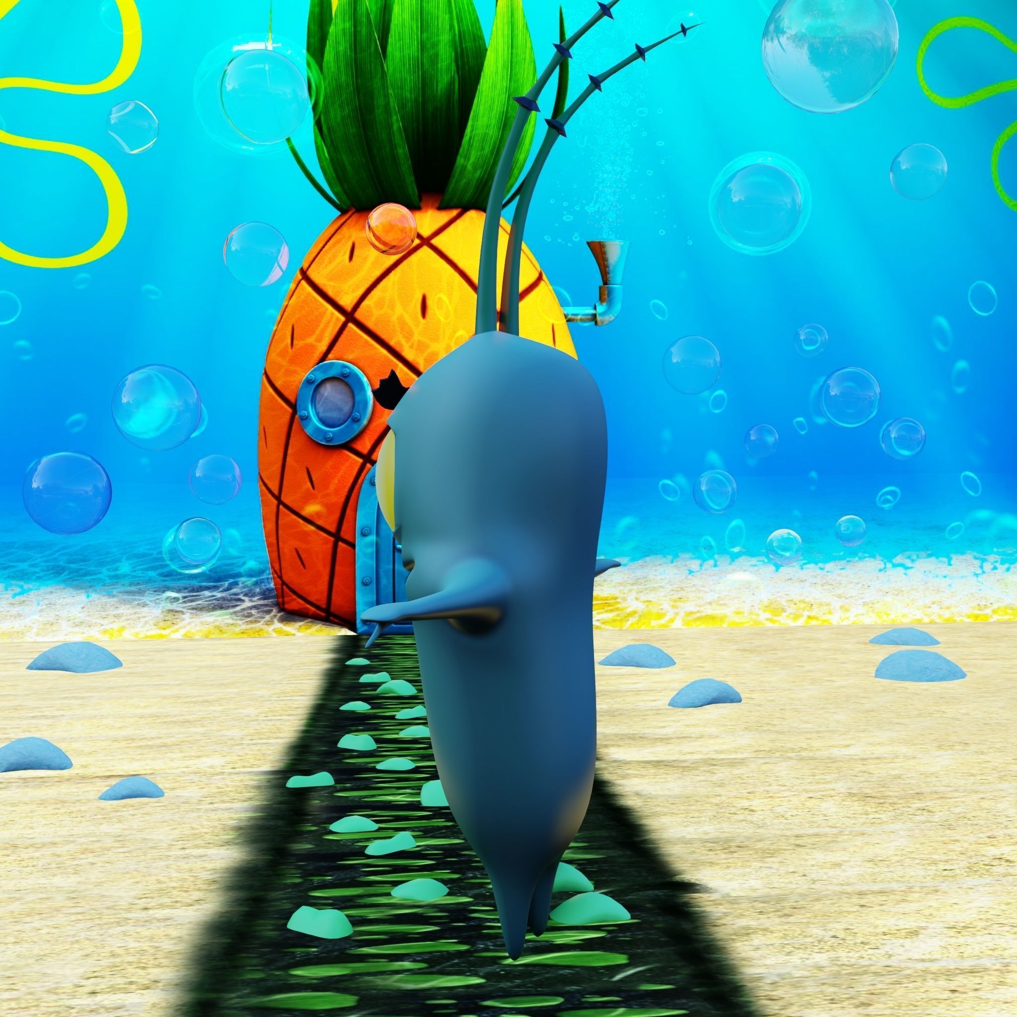 Plankton from Spongebob Squarepants - Rigged PBR Low-poly 3D model_27