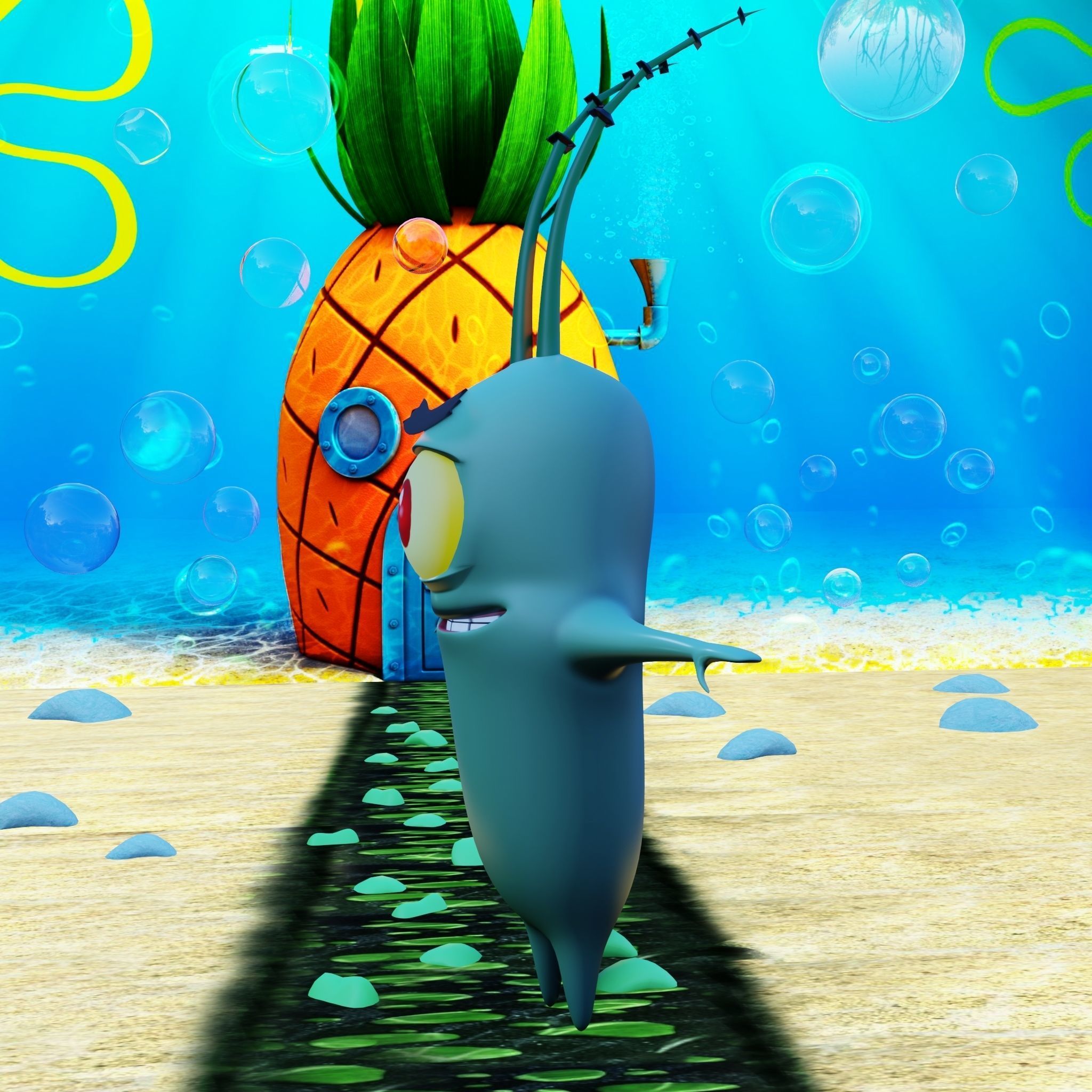 Plankton from Spongebob Squarepants - Rigged PBR Low-poly 3D model_21