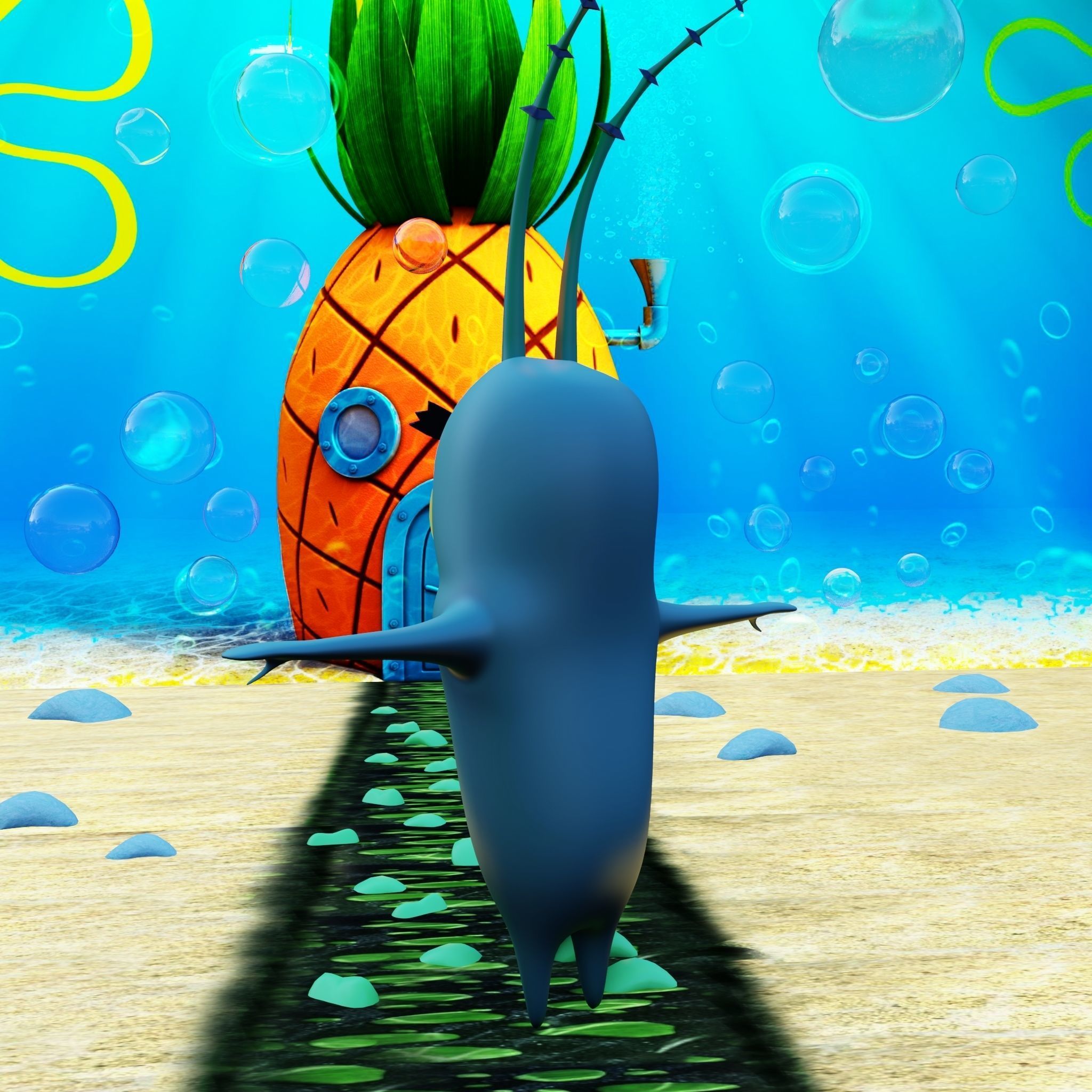 Plankton from Spongebob Squarepants - Rigged PBR Low-poly 3D model_29