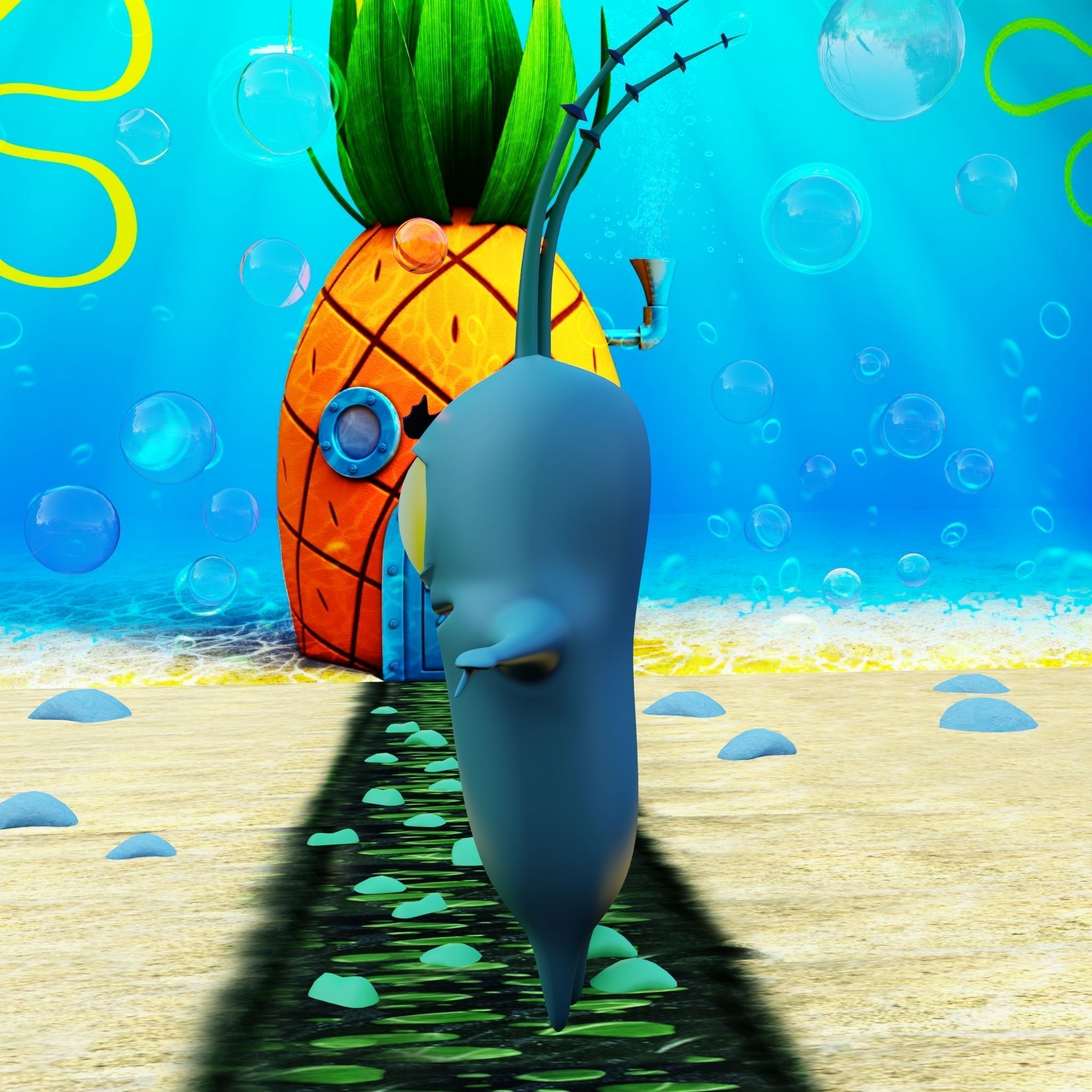 Plankton from Spongebob Squarepants - Rigged PBR Low-poly 3D model_26