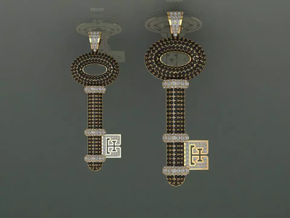 Golden Key Pendant 2 Size 3D print model