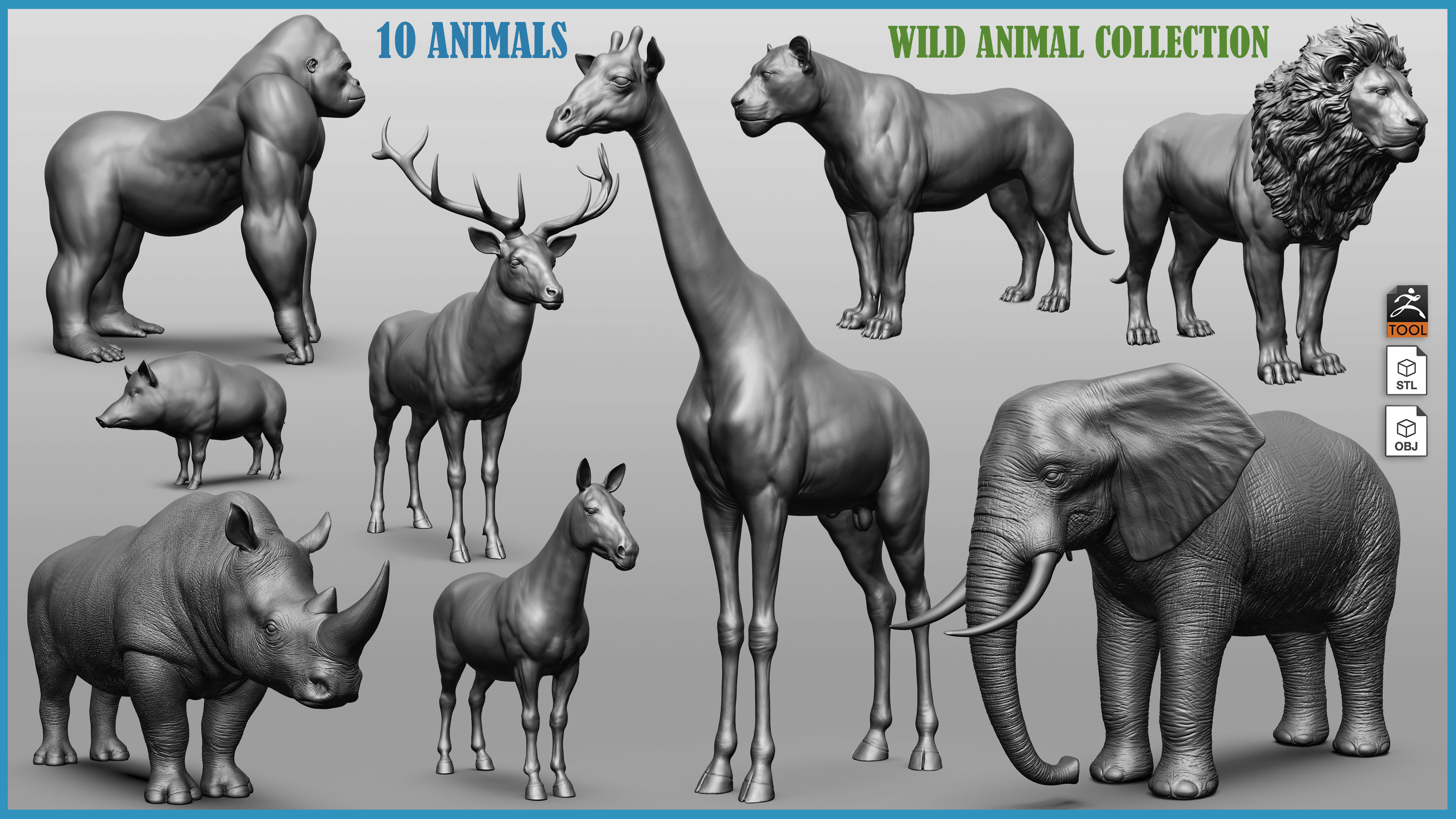 Wild animal collection 3D model_0