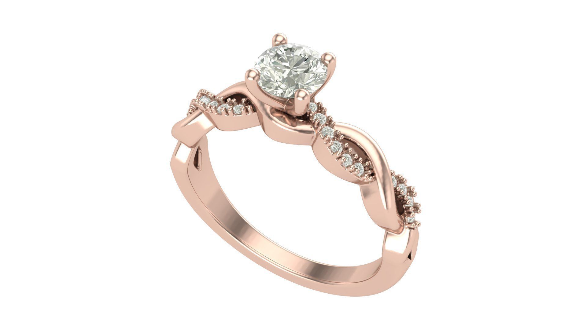 Solitaire  Diamond Ring with 50 Pointer Center Stone 3D print model_2