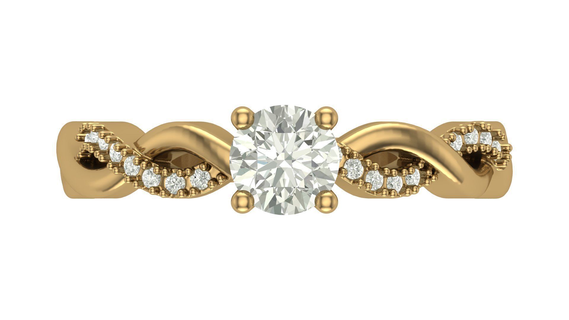 Solitaire  Diamond Ring with 50 Pointer Center Stone 3D print model_3