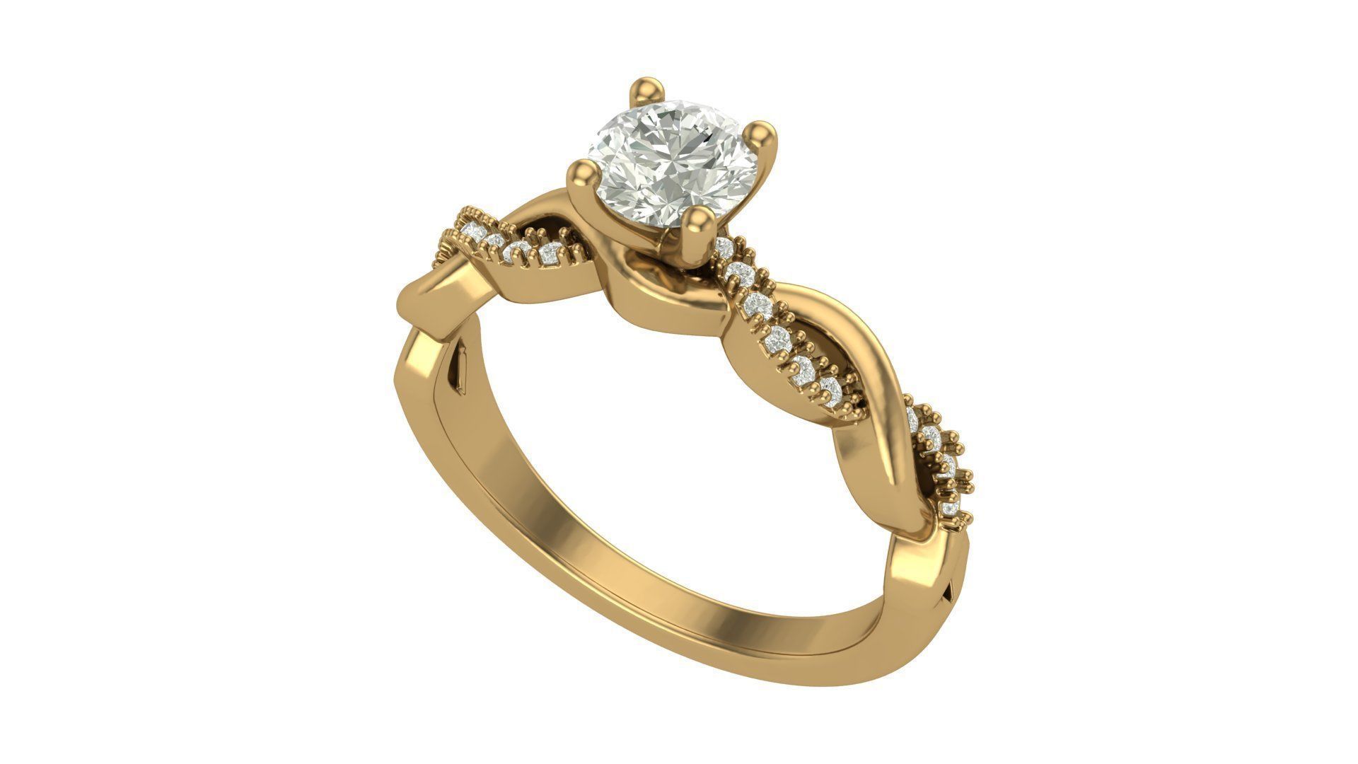 Solitaire  Diamond Ring with 50 Pointer Center Stone 3D print model_1