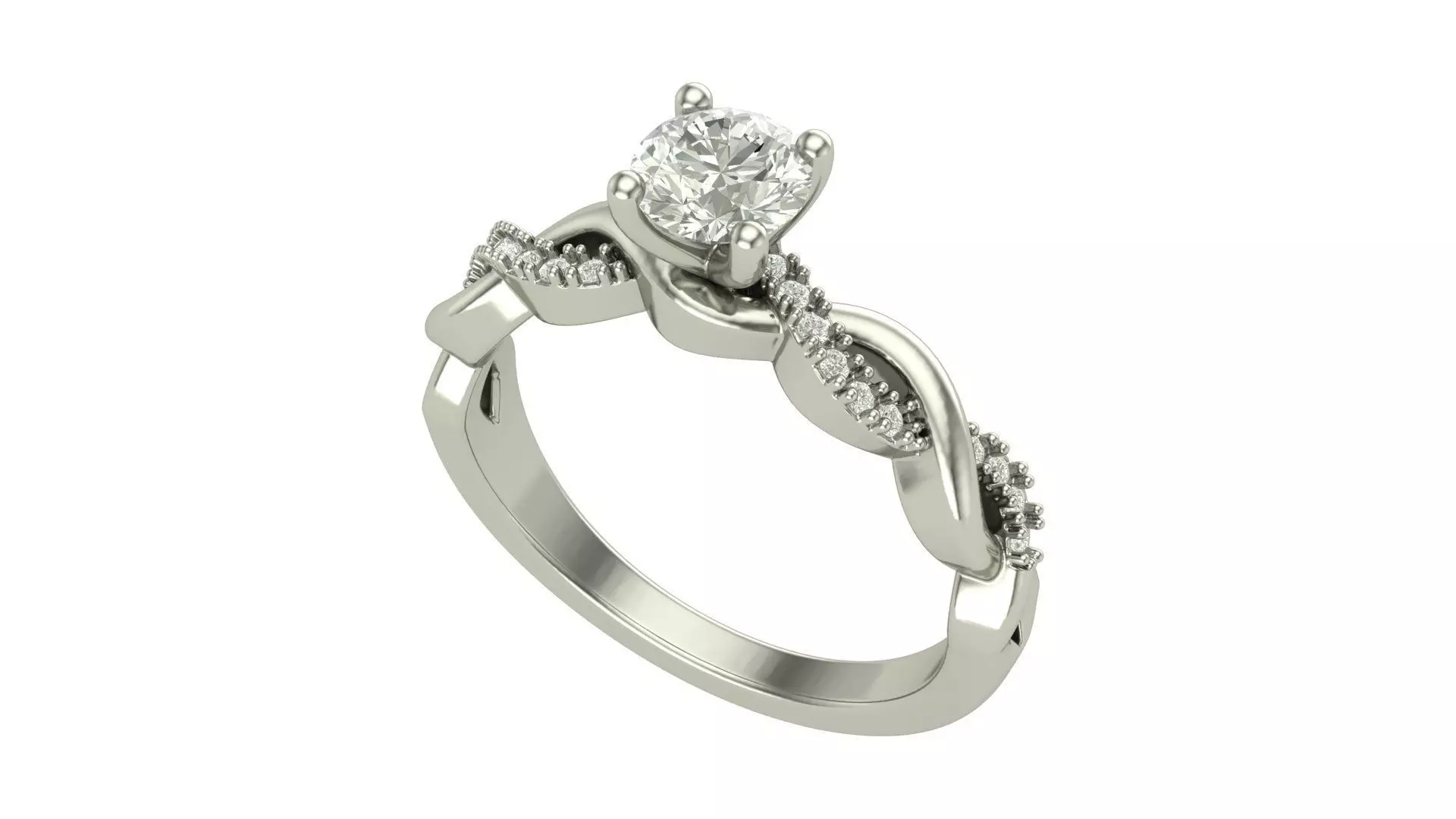 Solitaire  Diamond Ring with 50 Pointer Center Stone 3D print model_0
