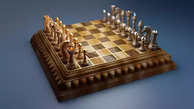 Chess with chessboard 3D