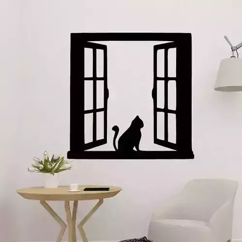 Cat on the Window Decor