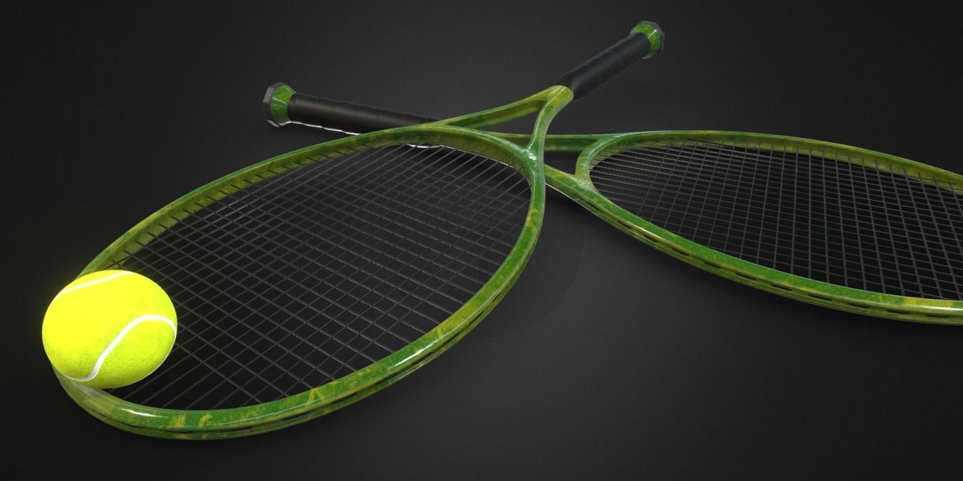 Tennis racket Low-poly 3D model_2