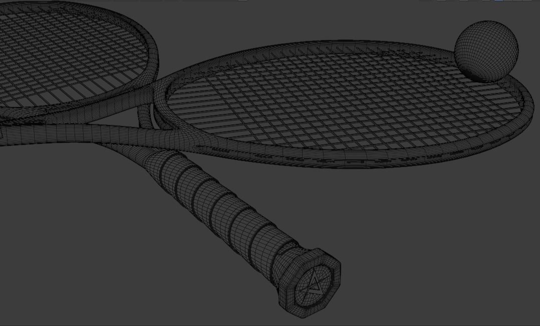 Tennis racket Low-poly 3D model_5