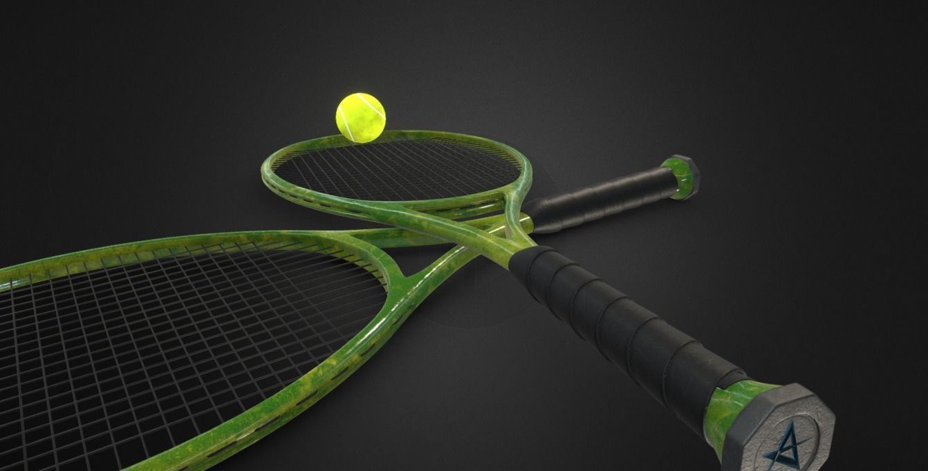 Tennis racket Low-poly 3D model_1