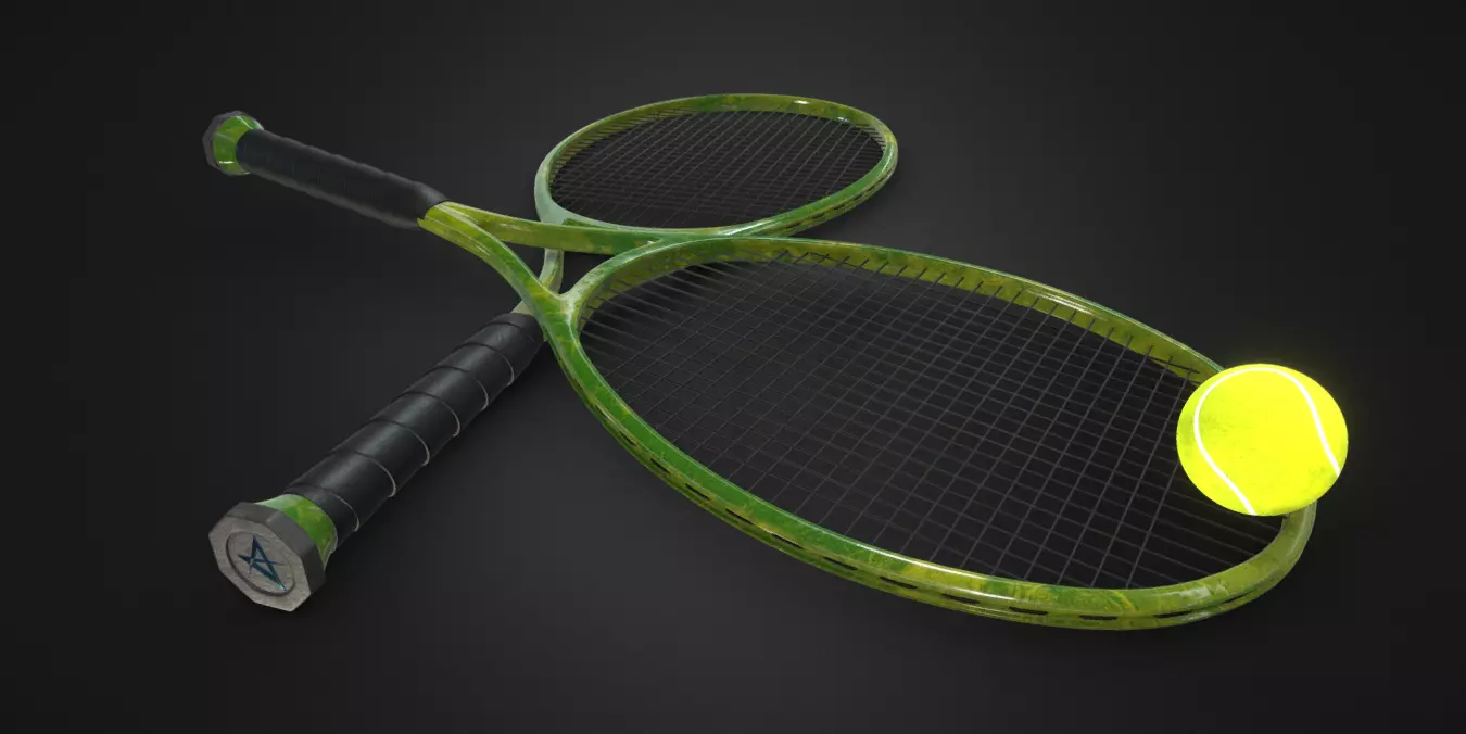 Tennis racket Low-poly 3D model_0