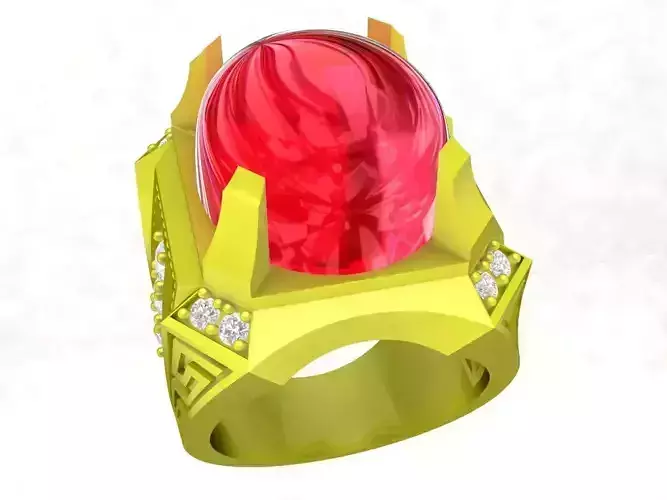 Luxury Oval Cabochon Gemstone Men Ring 5130 3D print model