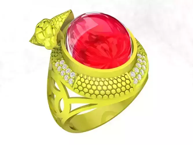 A5151 Croba Hold Oval Ruby Lucky Coins Ring 3D Model