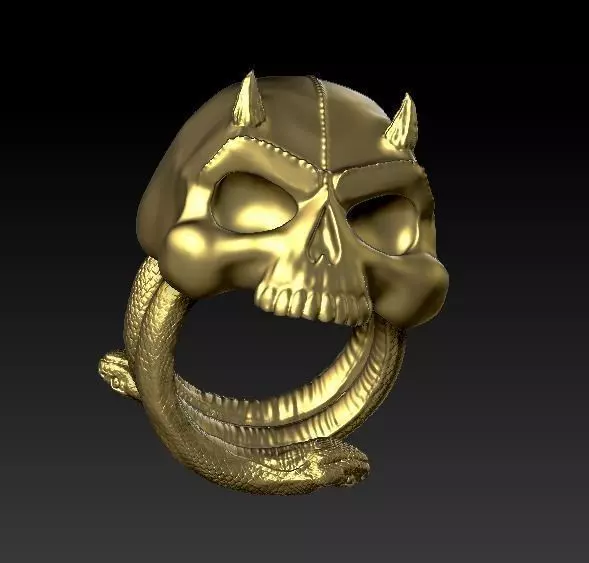 Demon skull ring  3D print model_0
