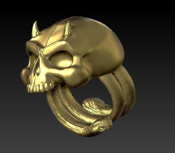 Demon skull ring  3D print model_1