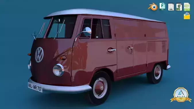 VW Bus Wagon Type 2 Campervan Low-poly 3D model