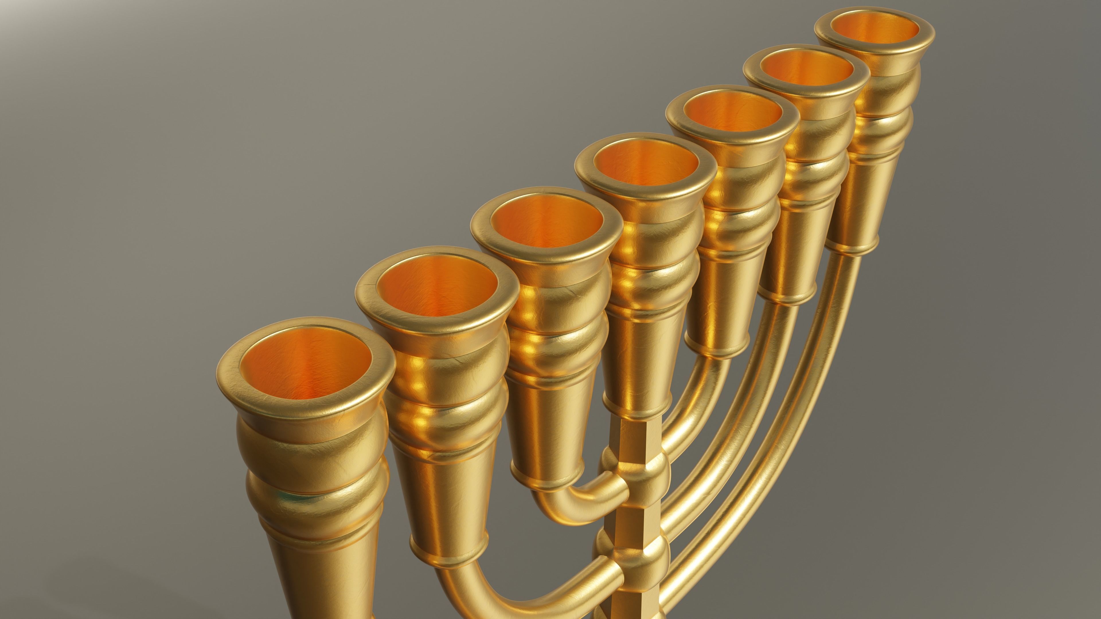 Menorah Gold 3D print model 3D model_1
