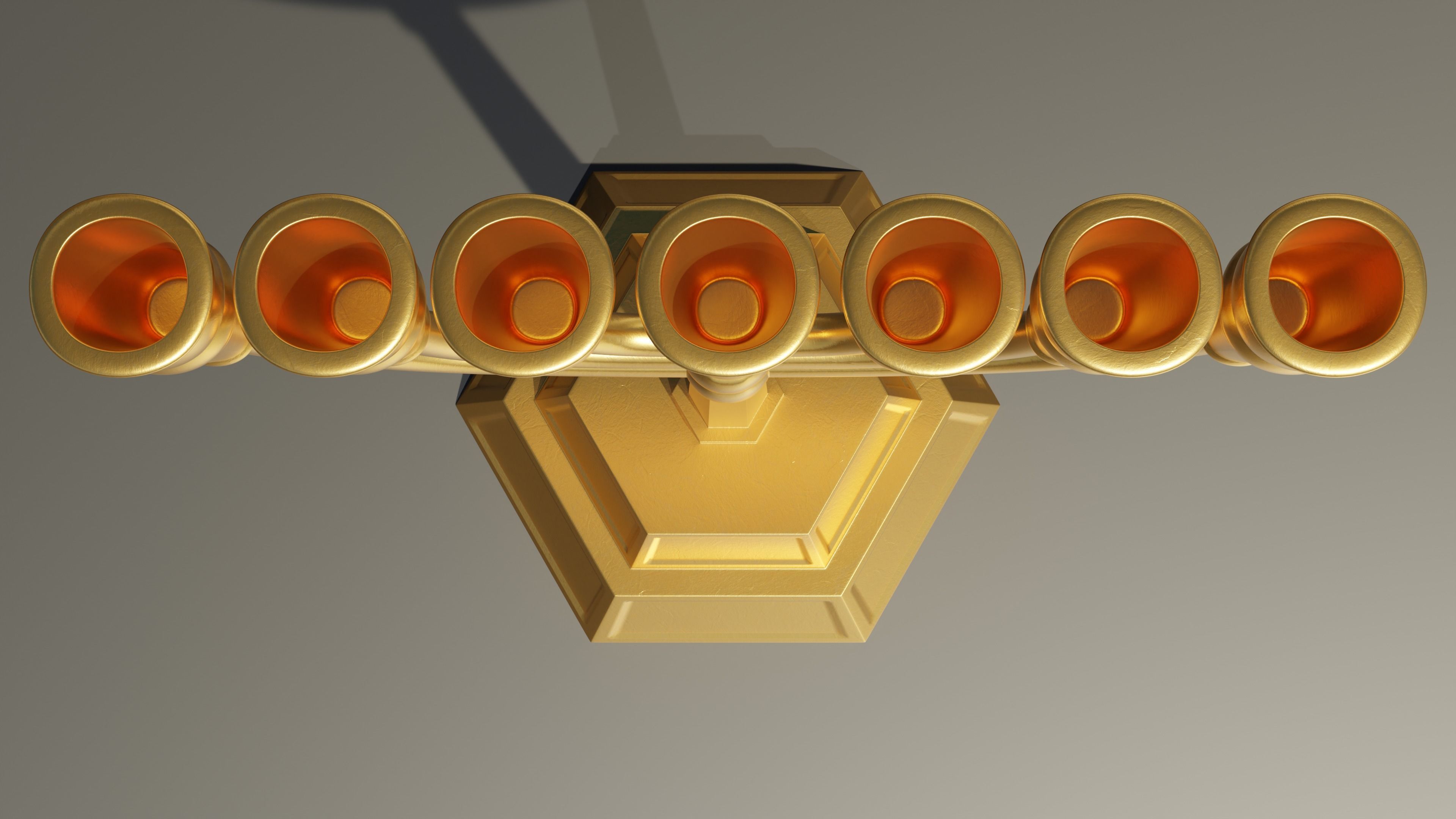 Menorah Gold 3D print model 3D model_2